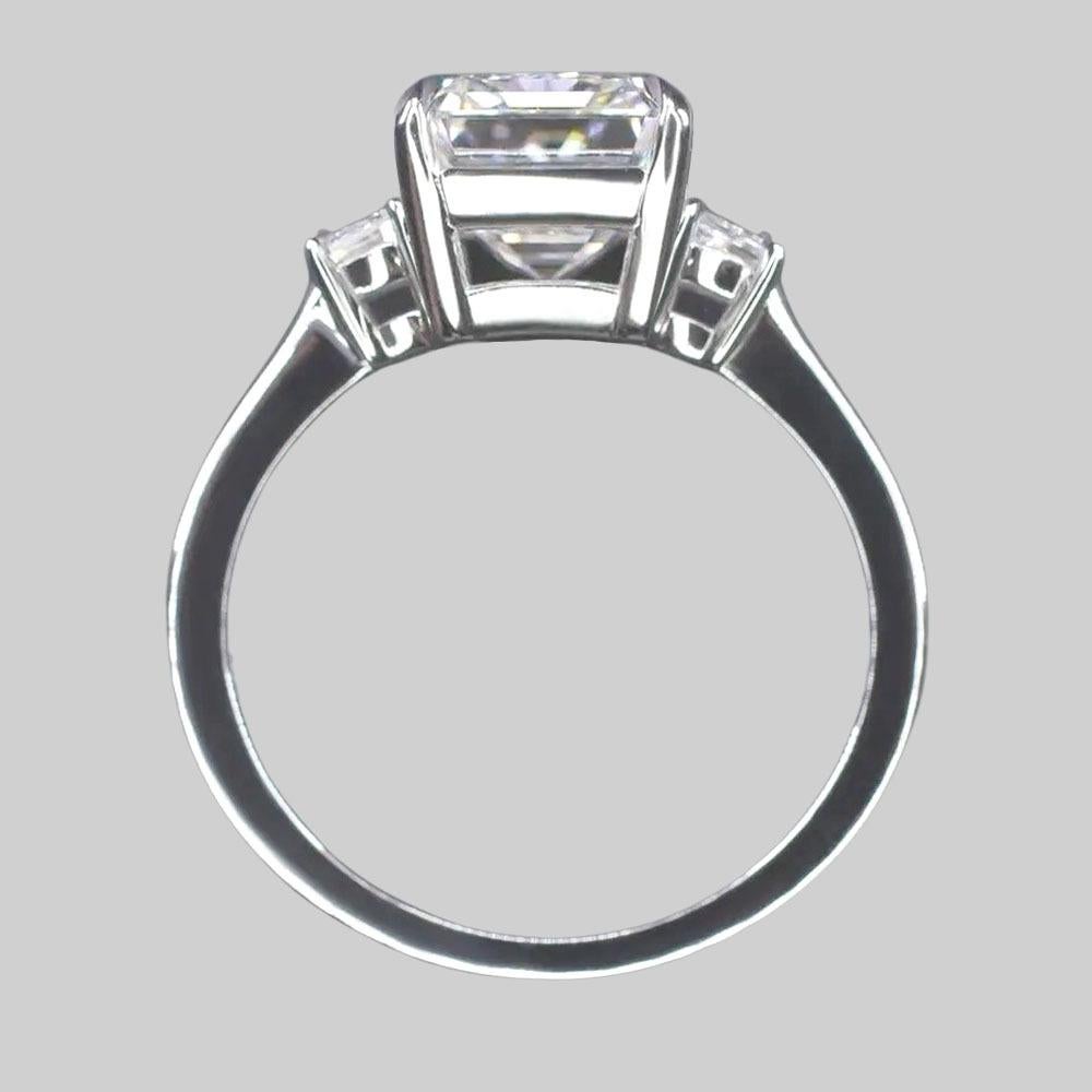 GIA Certified FLAWLESS 3 Carat Emerald Cut Three Stone Diamond Ring