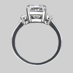 GIA Certified Flawless 3 Carat Emerald Cut Three Stone Diamond Ring