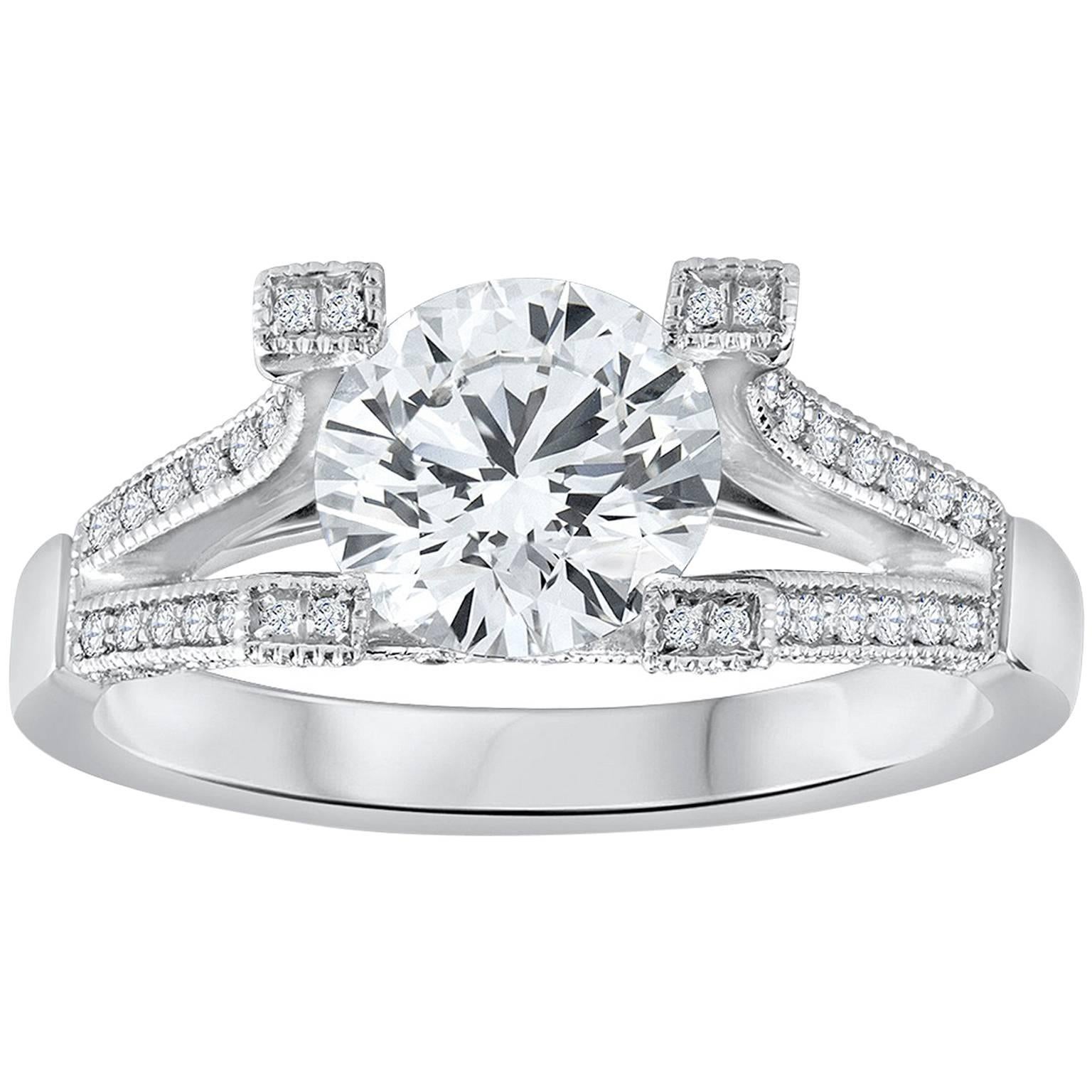 Roman Malakov GIA Certified 1.62 Carats Floating Round Diamond Engagement Ring