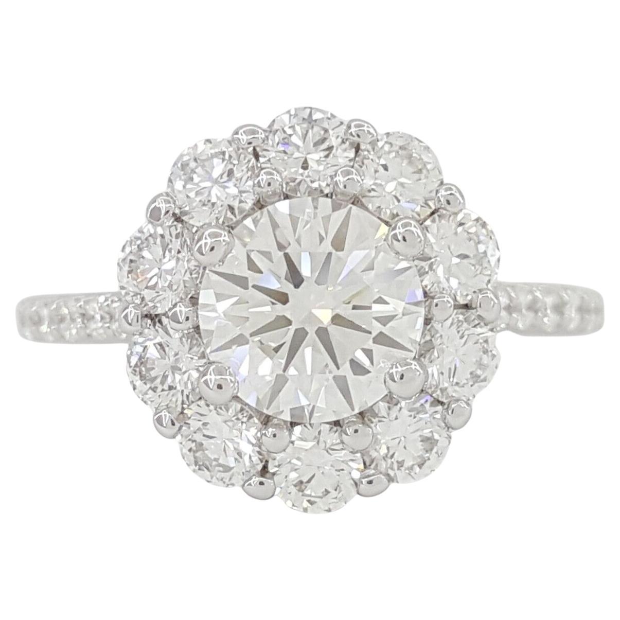 GIA Certified Flower Round Brilliant Cut Diamond Solitaire Ring
