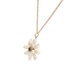 GIA Certified Freshwater Baroque Pearl Sapphire Yellow Gold Pendant Necklace