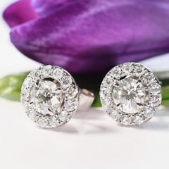 GIA certified full Cut Brilliant Earrings total 1 ct TW / VVS-VS White Gold 18 k