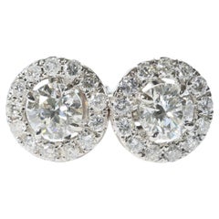 GIA certified full Cut Brilliant Earrings total 1 ct TW / VVS-VS White Gold 18 k