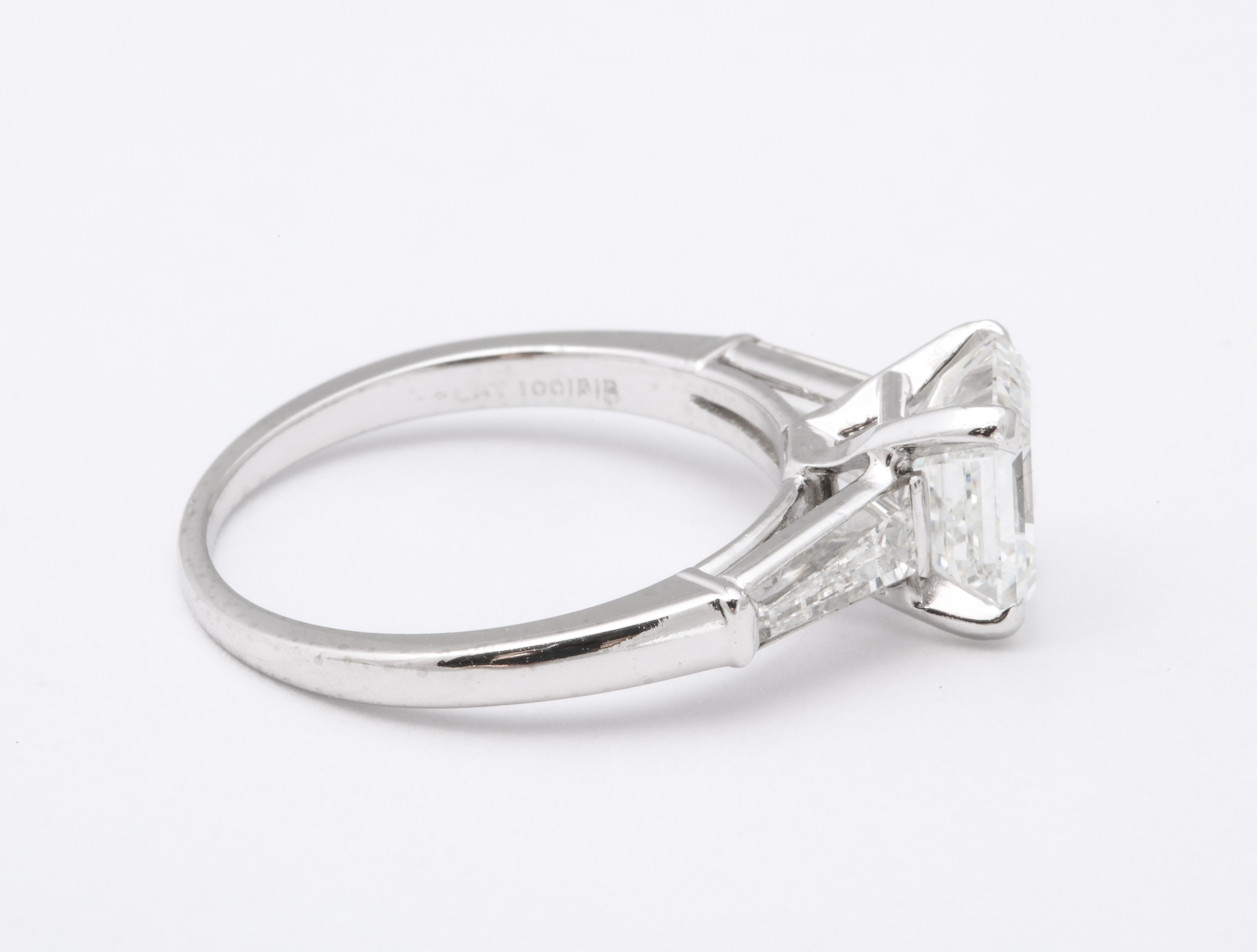 GIA Certified G VVS2 Square Emerald Cut Diamond Platinum Ring 1