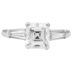 GIA Certified G VVS2 Square Emerald Cut Diamond Platinum Ring