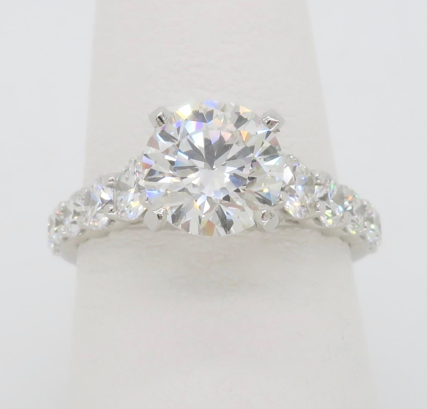 Round Cut GIA Certified Gabriel & Co. Diamond Ring Crafted in Platinum