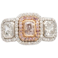 GIA Certified Golconda Pink Diamond Ring With Two D Color Diamonds