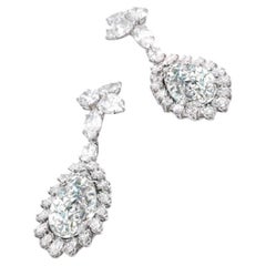 GIA Certified Golconda Pear Cut White Diamond Dangle Earrings