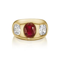 GIA Certified Gold Ruby and Diamond Ring by Siegelson, New York