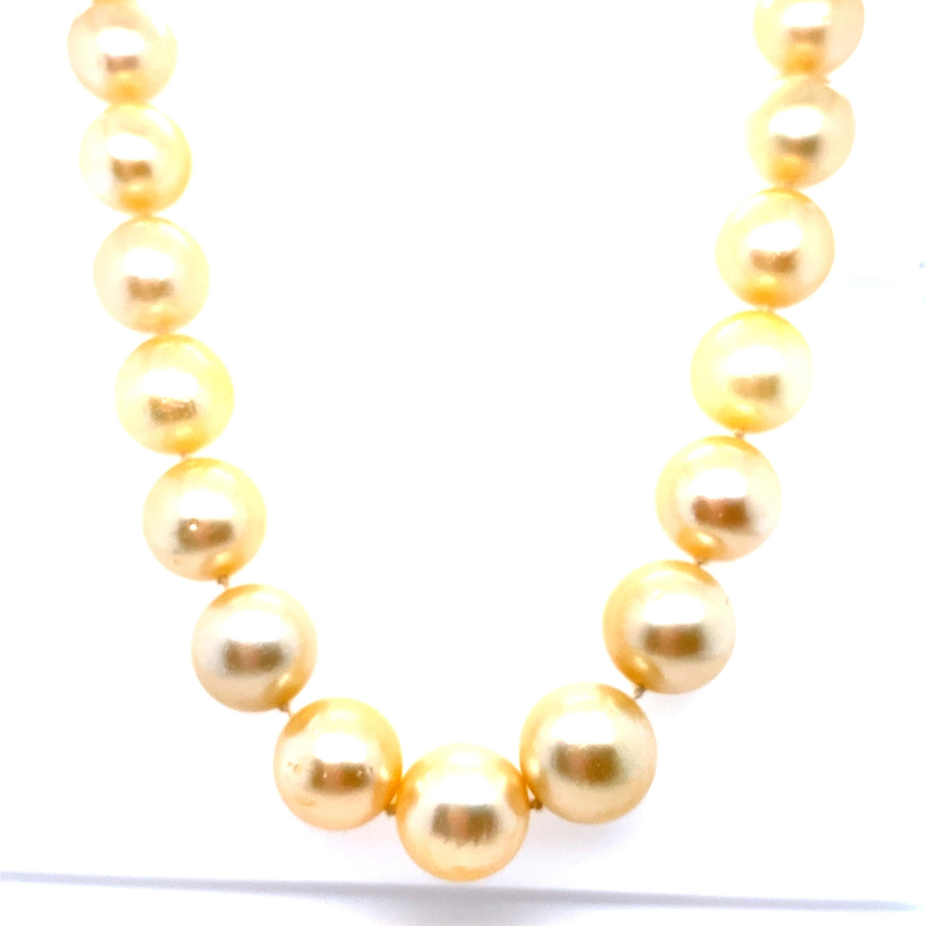 GIA Certified Golden South Sea Pearl Necklace For Sale at 1stDibs
