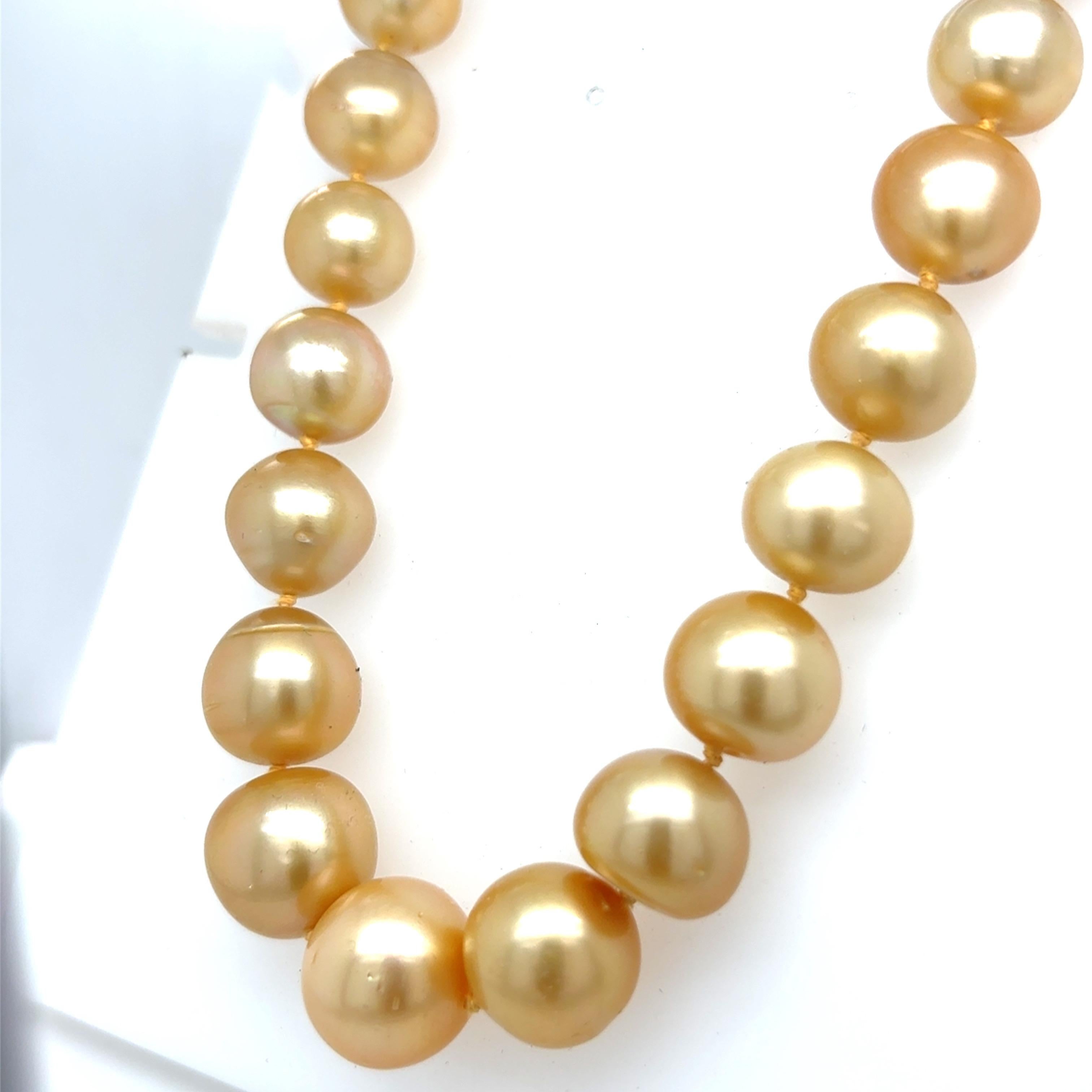 Collana di perle dei mari del sud dorate certificate GIA con chiusura in oro giallo in vendita 5