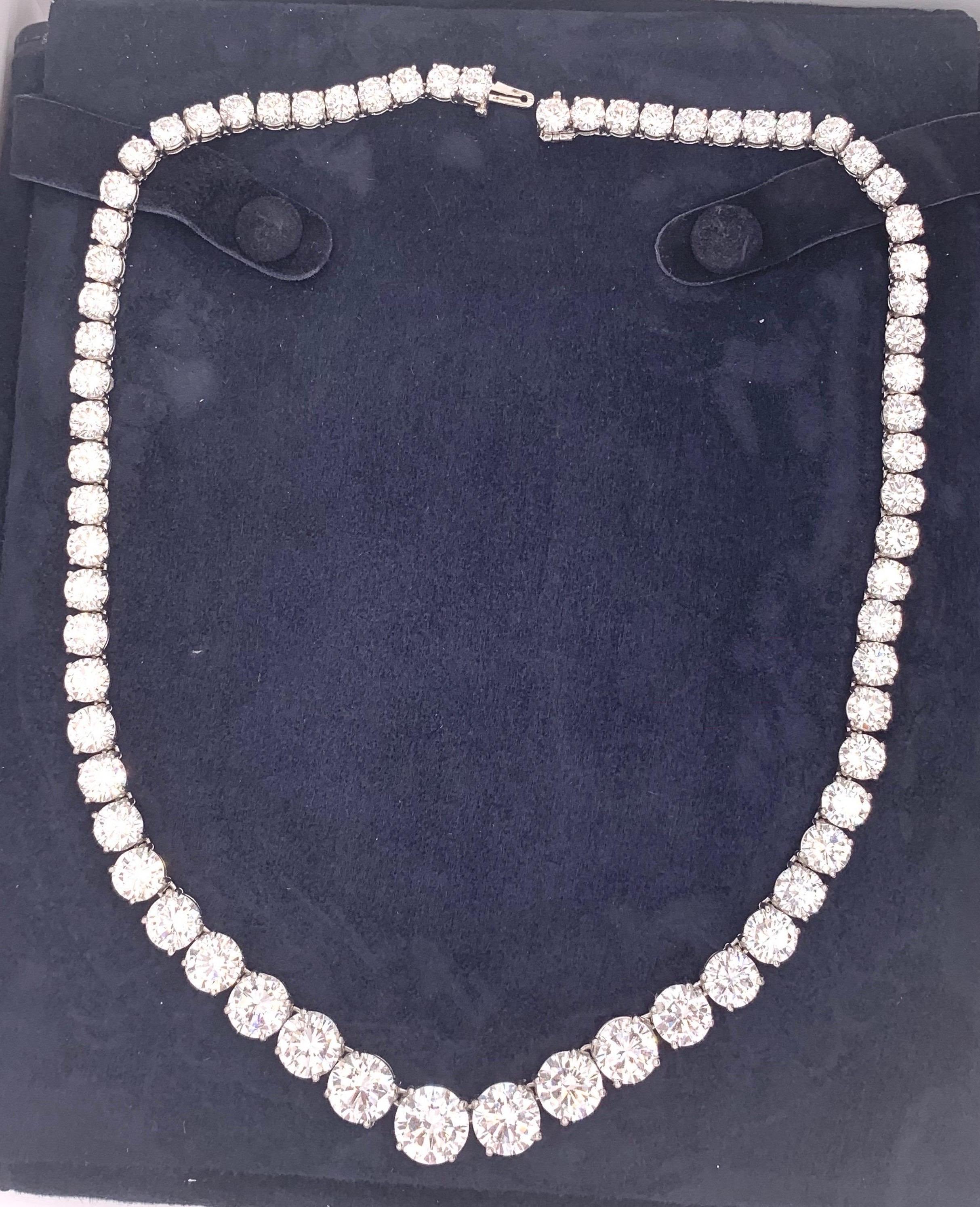 Round Cut GIA Certified Graduated Riviera Diamond Necklace For Sale