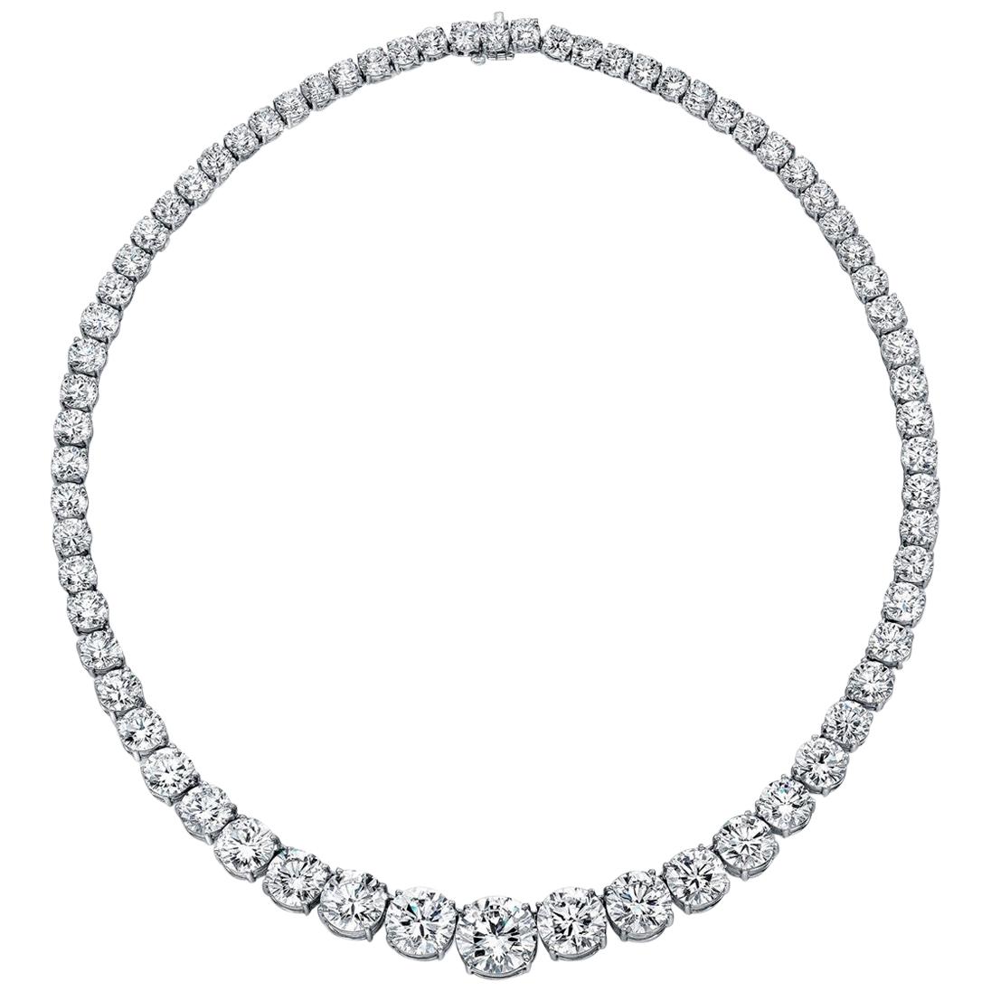 GIA Certified Graduated Riviera Diamond Necklace