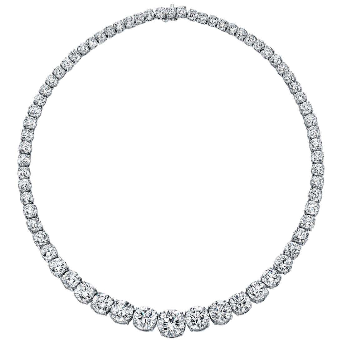 Graduated Diamond Chain GIA Certified Graduated Riviera Diamond Necklace For Sale at 1stDibs ...