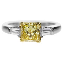 GIA-zertifizierter Graff Yellow Diamond 1::07 ct Platin-Verlobungsring im Prinzessschliff