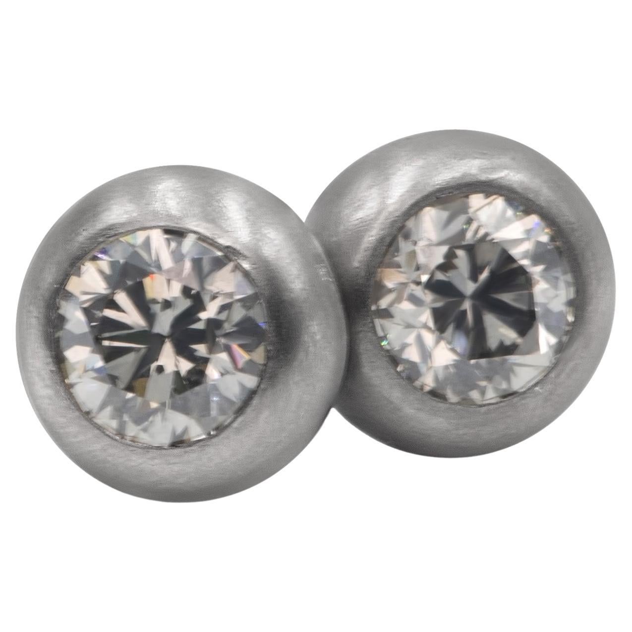 Pendientes de diamante gris con certificado GIA en titanio y oro blanco de 18k en venta