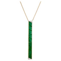 Used GIA Certified Green Natural Jadeite Jade Yellow Gold Platinum Pendant Necklace