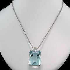 Aquamarin-Anhänger mit 41,45 Karat, Diamanten mit ALGT und GIA-Zertifikaten