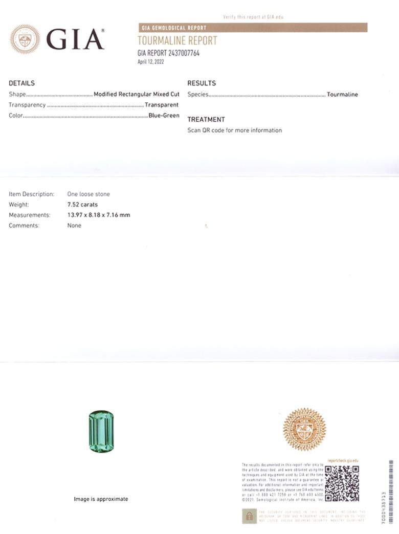 GIA Certified Green Tourmaline Sea Foam Diamond Necklace 18kt White Gold For Sale 1