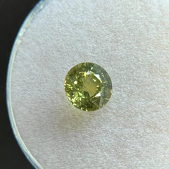 GIA Certified Green Yellow Sapphire 1.20ct Untreated Round Cut Unheated Rare