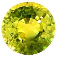 Zaffiro verde giallo certificato GIA 1,20ct taglio rotondo non trattato non riscaldato Raro
