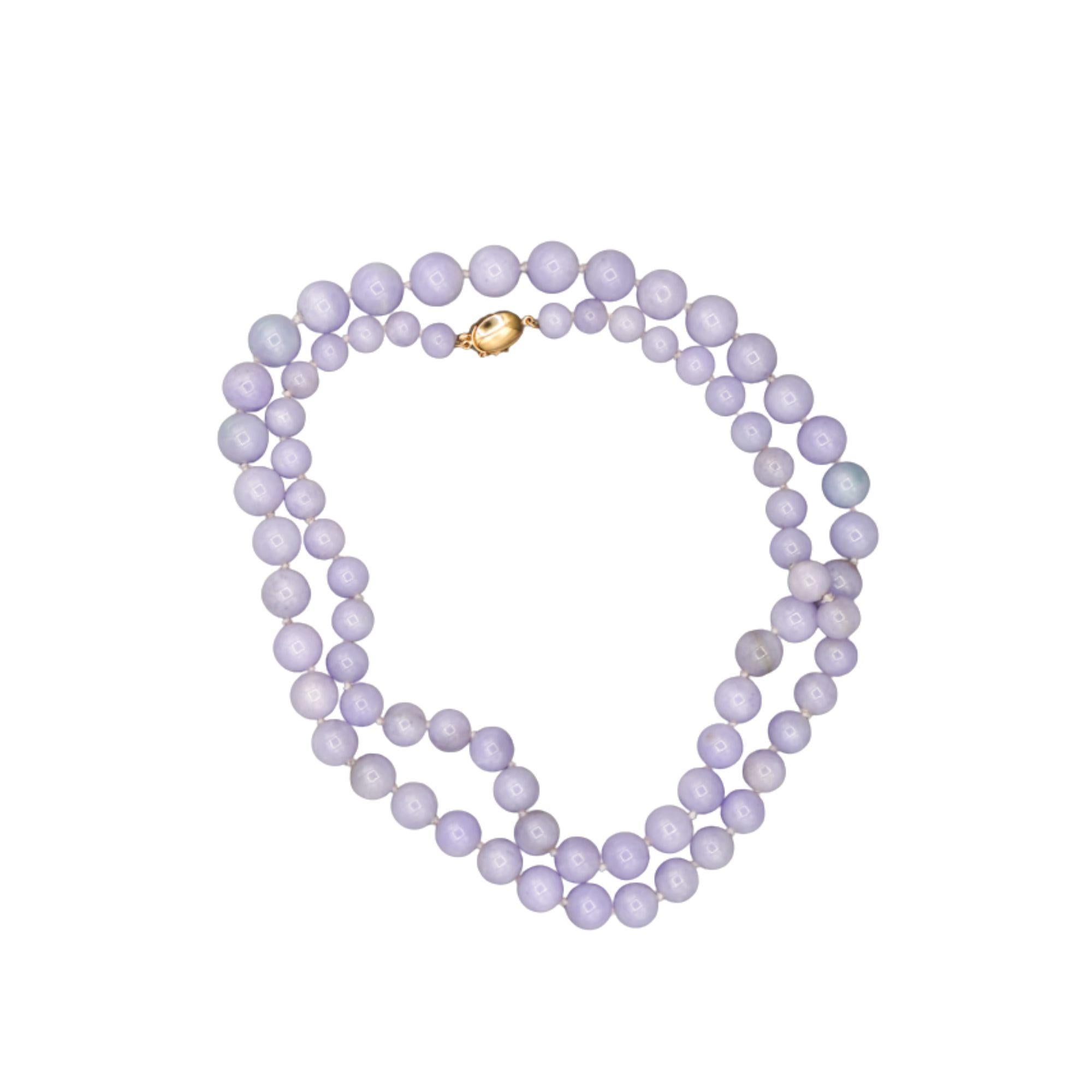 Collar de cuentas de jadeíta lavanda tipo A certificado por GIA Gumps San Francisco en venta 3