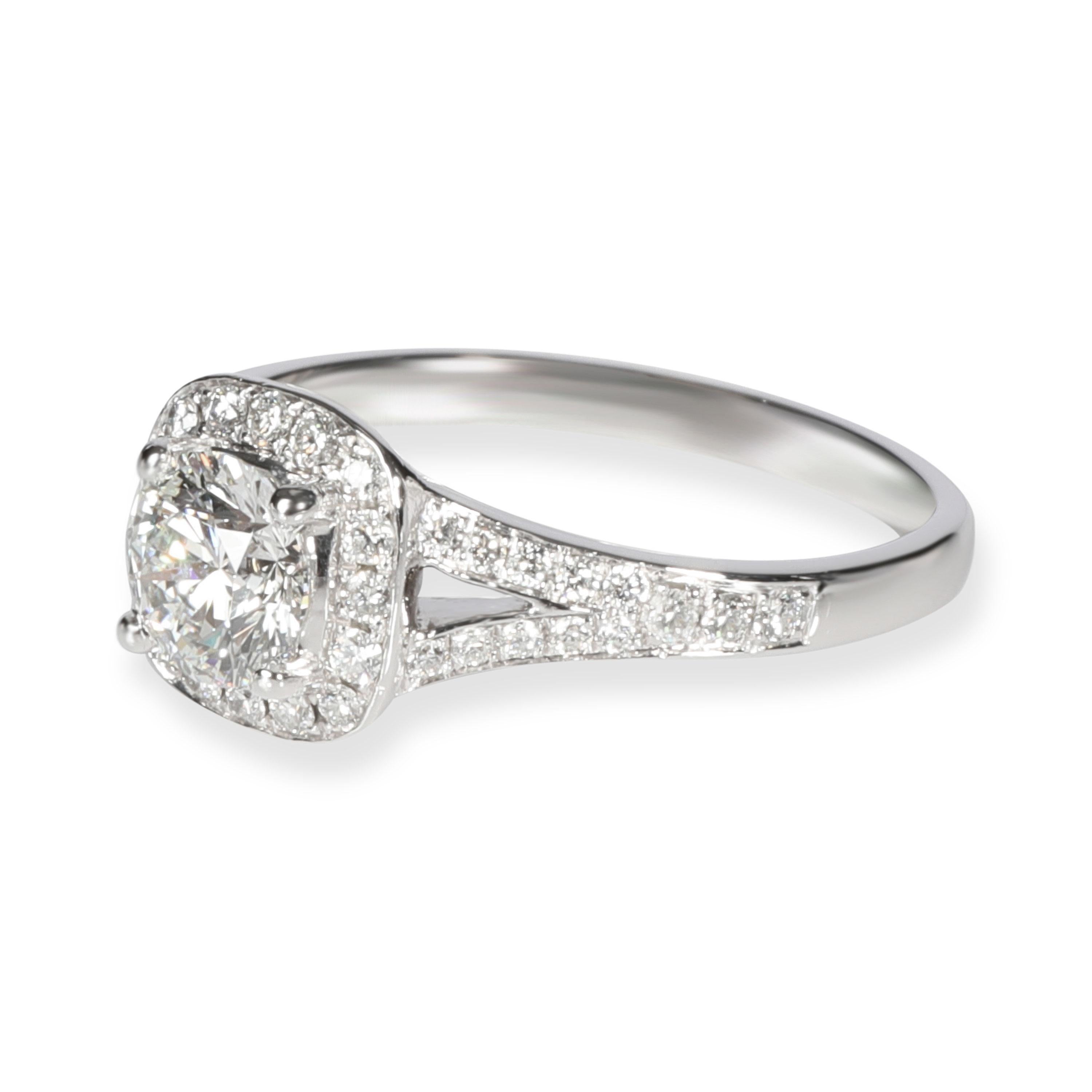 Round Cut GIA Certified Halo Diamond Engagement Ring in Platinum F SI1 1.21 Carat