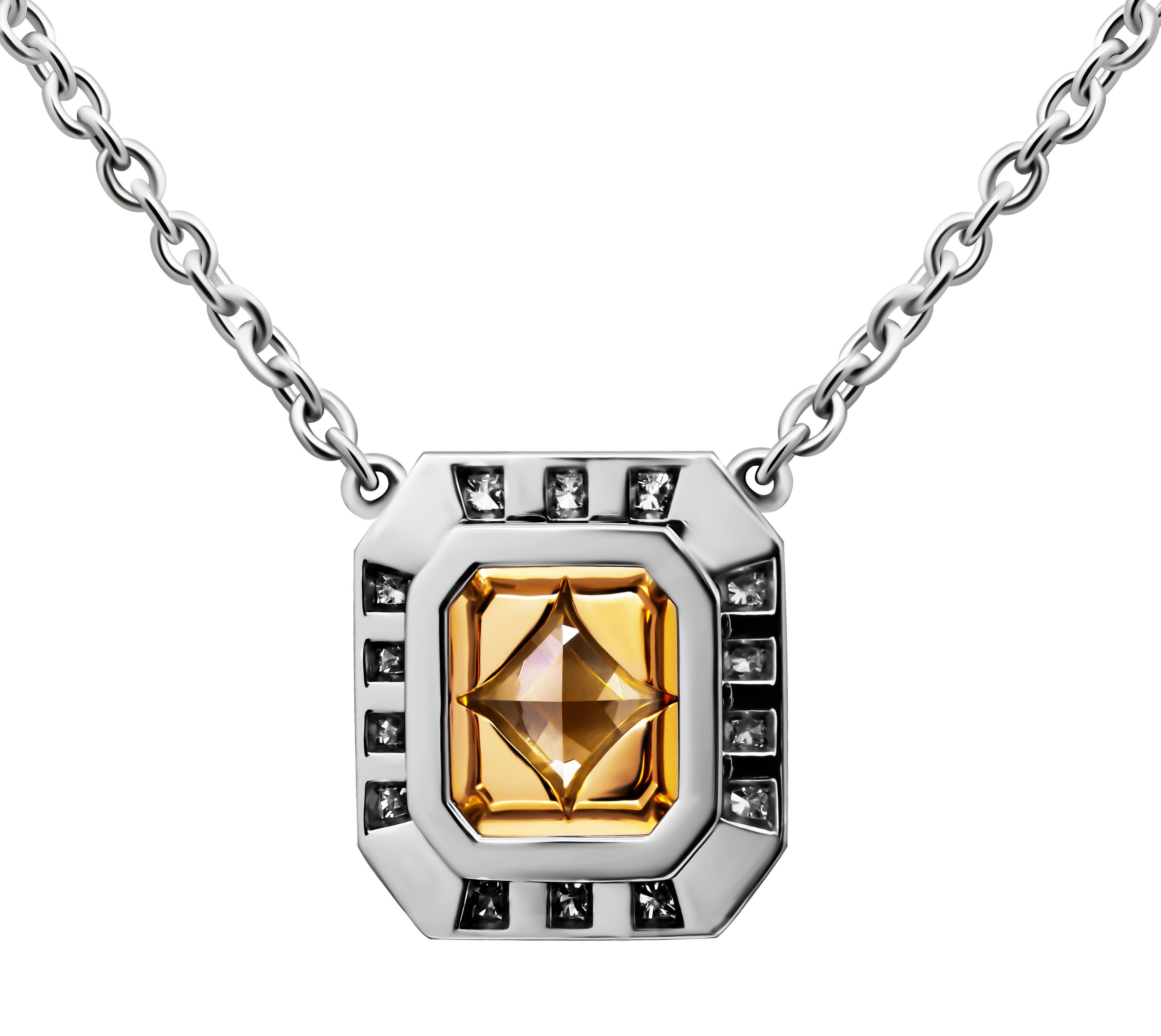 Moderno Ciondolo a forma di aureola certificato GIA con diamante giallo chiaro di 4,02 carati taglio radiante in vendita