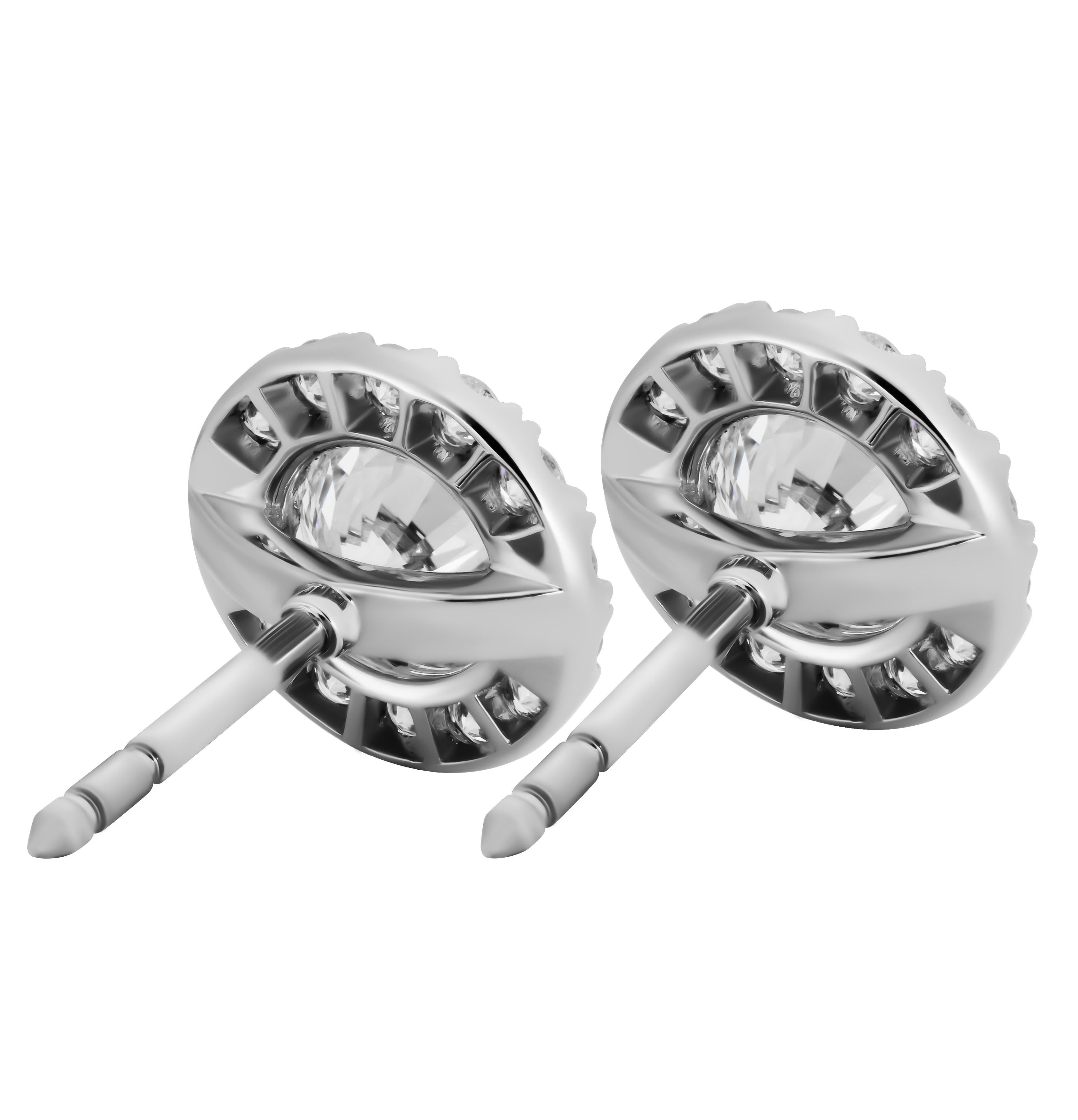 Round Cut GIA Certified Halo Stud Earrings For Sale