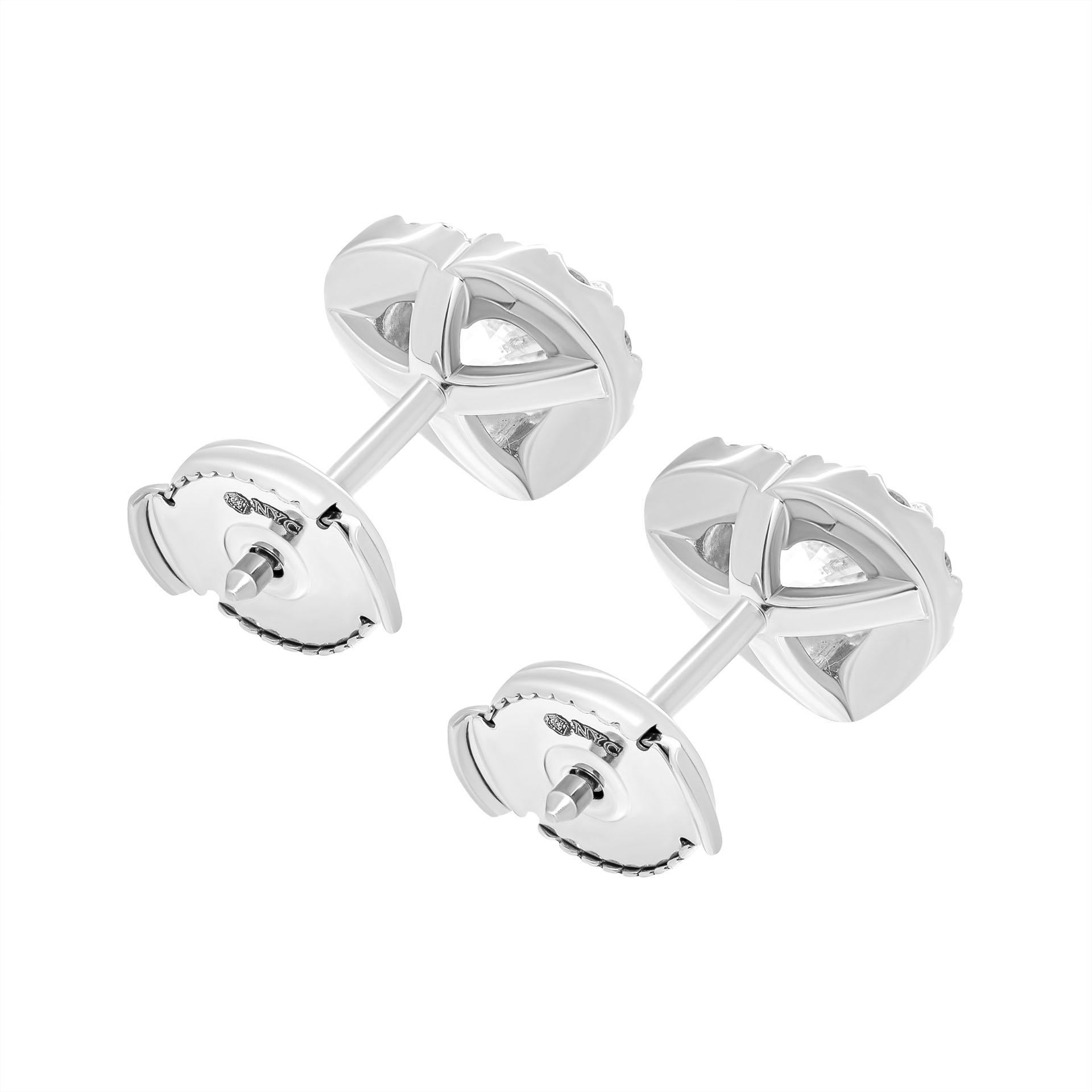 Heart Cut GIA Certified Halo Studs with Heart Shape Diamonds in Platinum For Sale