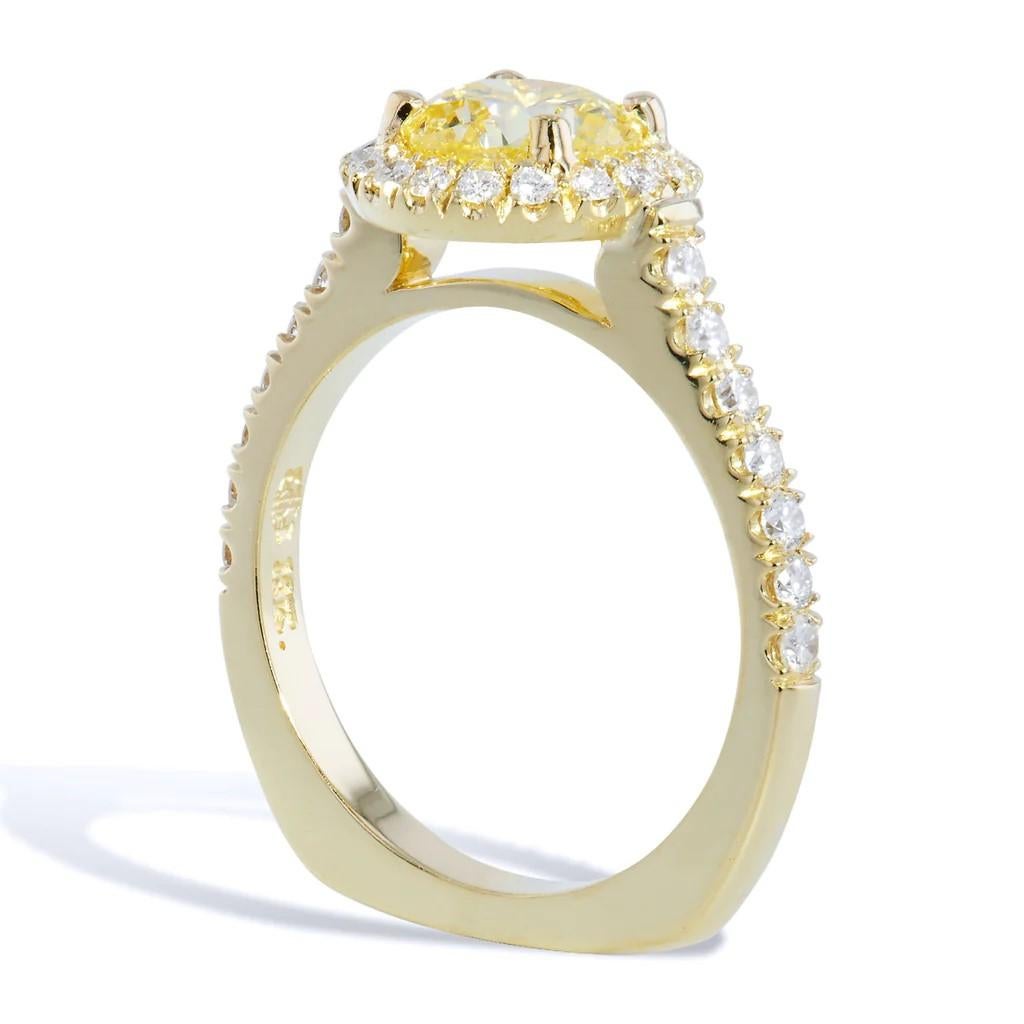Brilliant Cut GIA Certified Handmade 1.33 Carat Fancy Intense Yellow Diamond Engagement Ring
