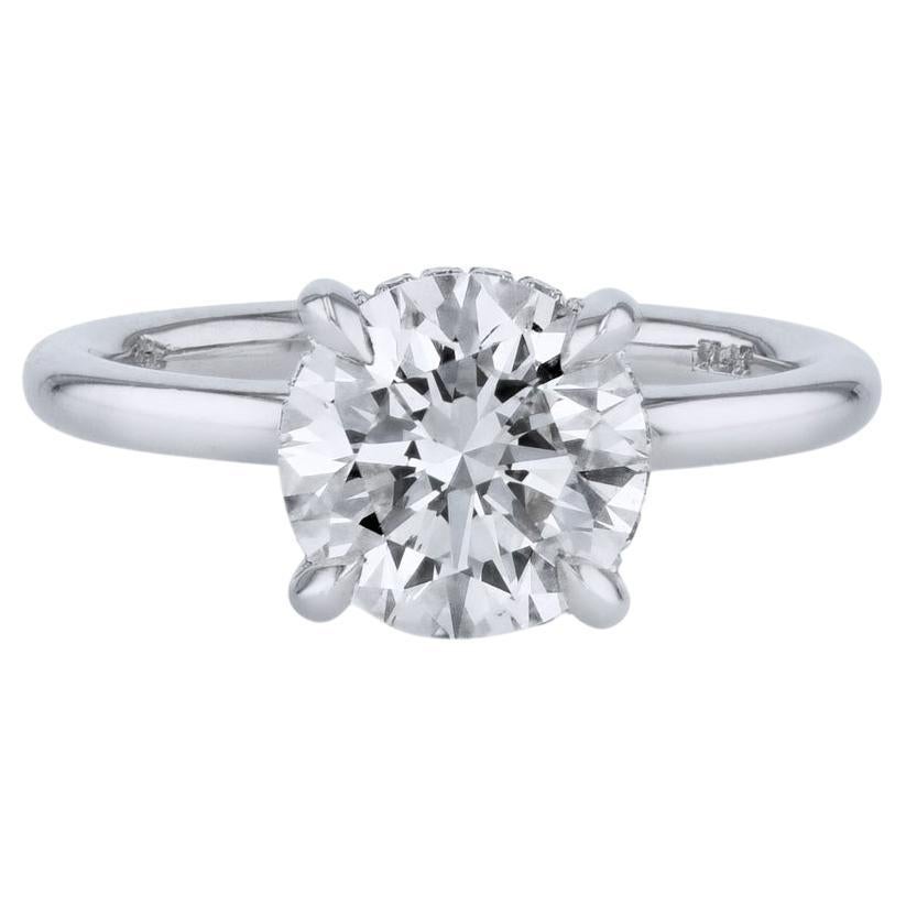 GIA Certified Handmade 2.50 Carat Diamond Platinum Engagement Ring For Sale
