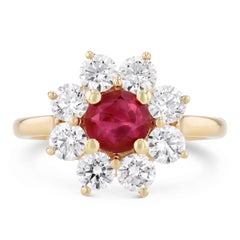 GIA Certified Handmade Burma Ruby and Diamond Yellow Gold Ring