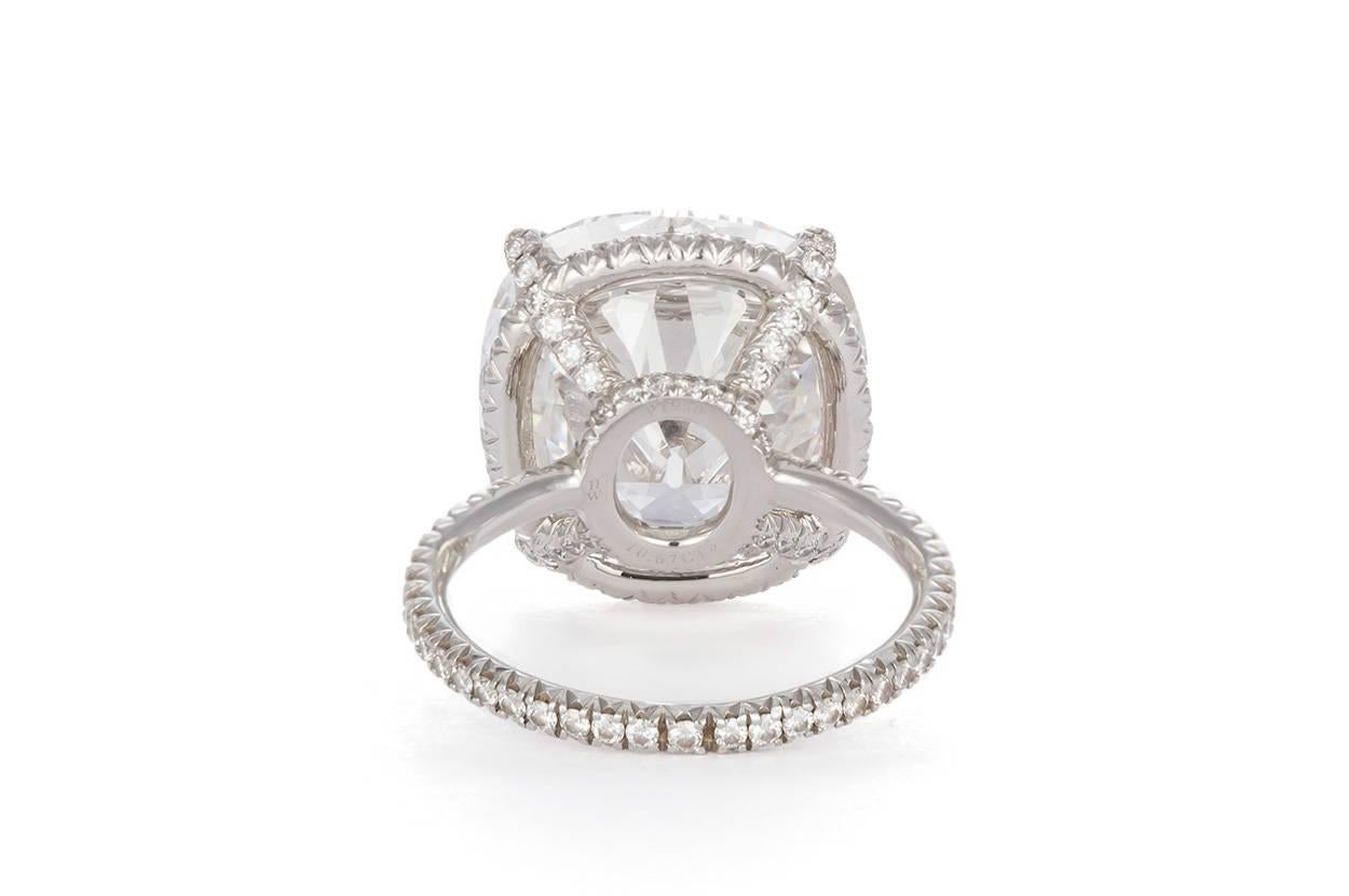 Women's Harry Winston GIA Certified Cushion Cut 10.67 carat F/VS2 Diamond Ring 