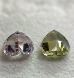 GIA Certified Heart 1.00 Total Carat Weight Natural Loose Yellow & Pink Diamonds