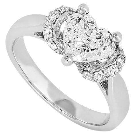 GIA Certified Heart Cut Diamond Engagement Ring 1.20 Carat F/SI2 For Sale