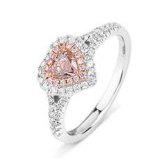 GIA Certified Heart Cut Fancy Pink Diamond Ring, 0.76 Carat