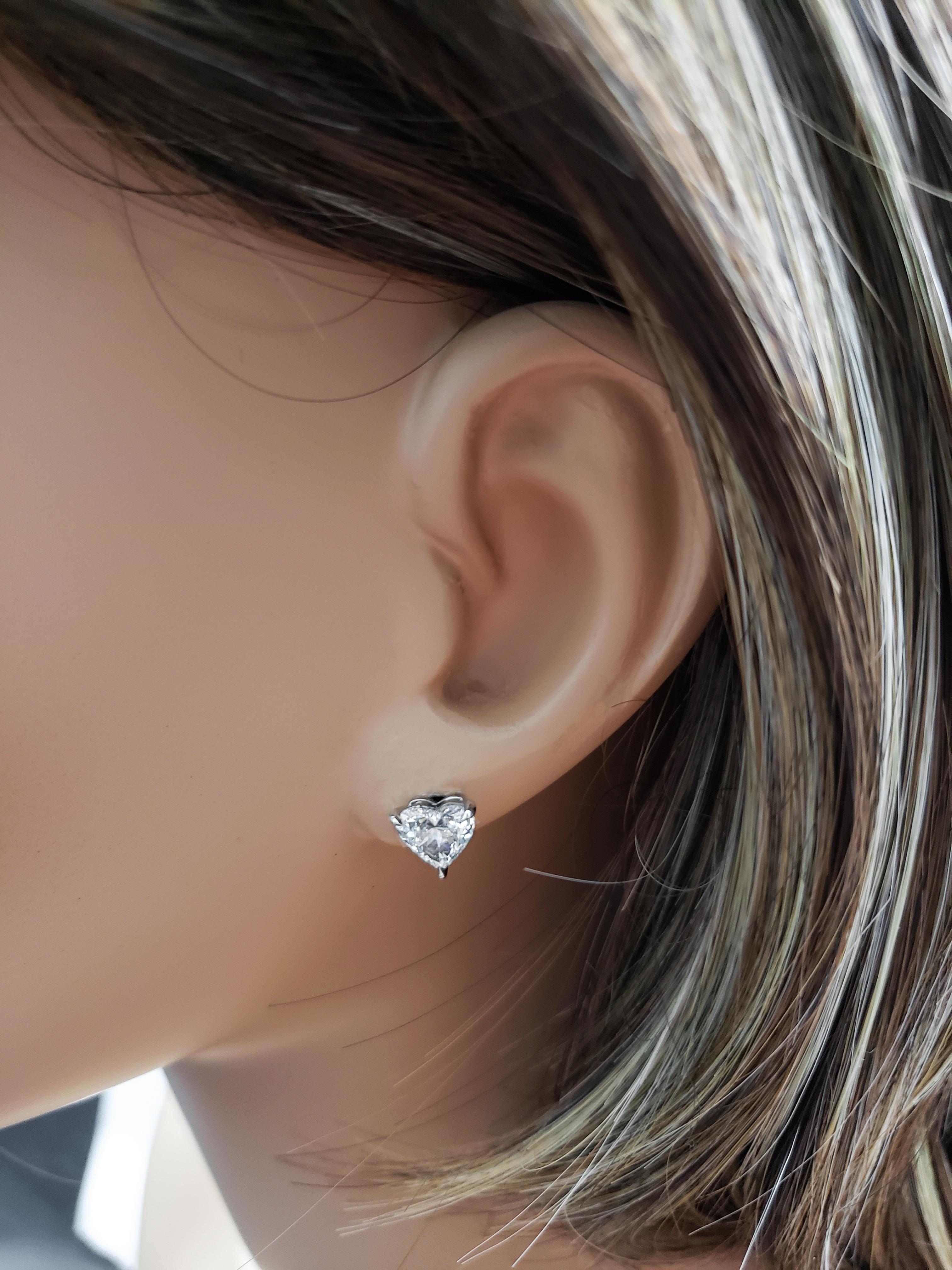 Contemporary Roman Malakov, GIA Certified Heart Shape Diamond Stud Earrings