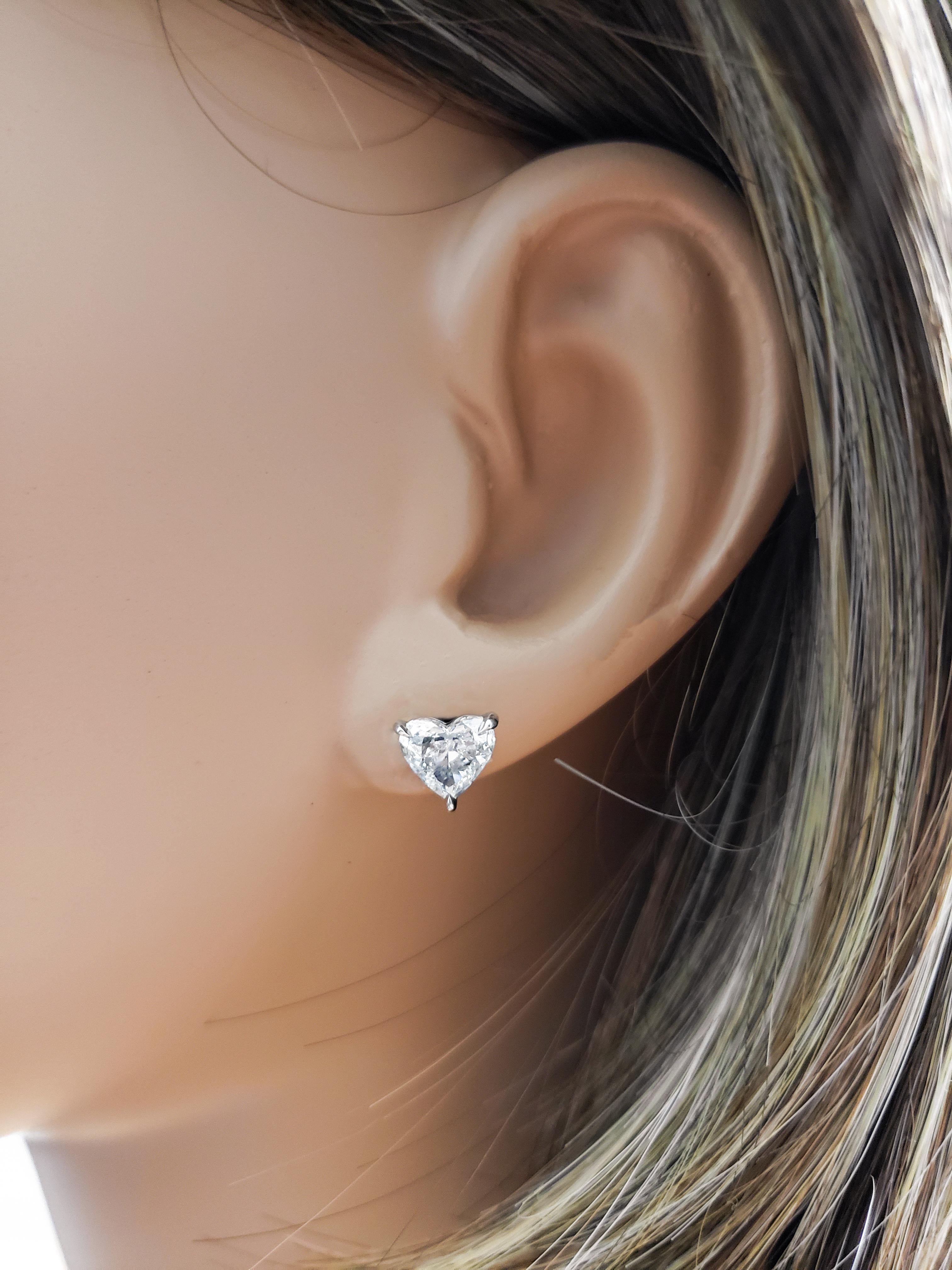 Heart Cut Roman Malakov, GIA Certified Heart Shape Diamond Stud Earrings