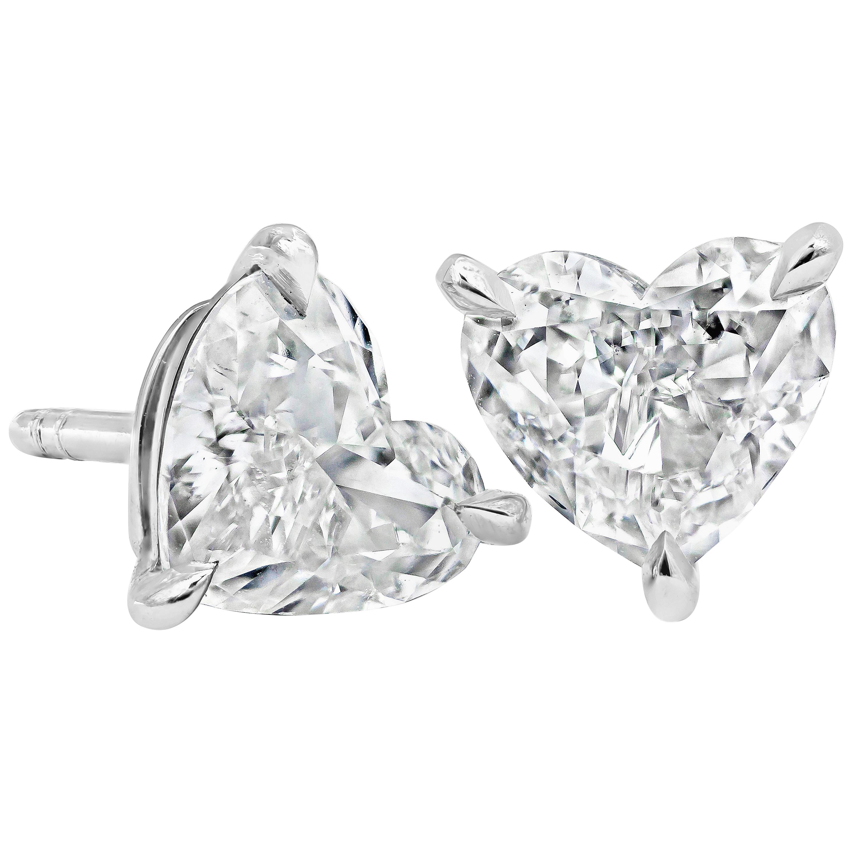 Roman Malakov, GIA Certified Heart Shape Diamond Stud Earrings