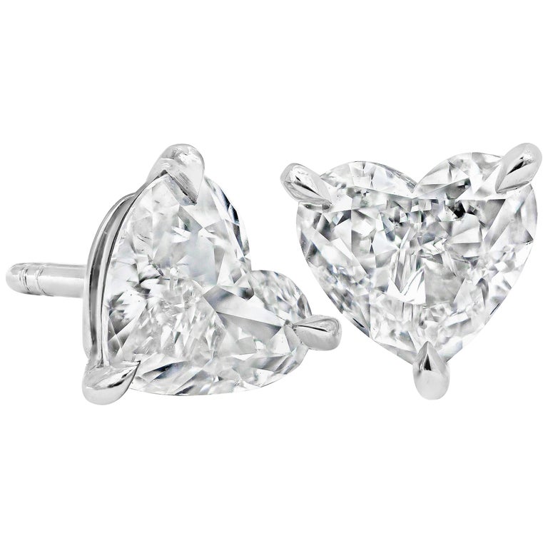GIA Certified Heart Shape Diamond Stud Earrings For Sale at 1stdibs