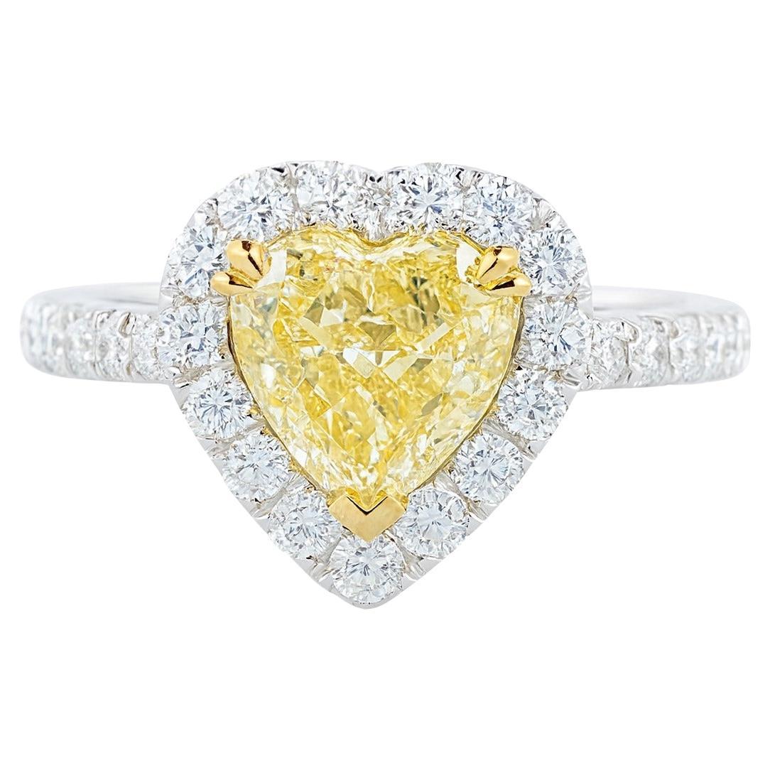 GIA Certified Heart Shape Fancy Yellow Diamond Ring