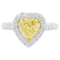 GIA Certified Heart Shape Fancy Yellow Diamond Ring
