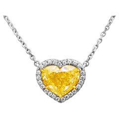 GIA Certified Heart Shape Pendant with 6.79ct  Fancy Light Yellow Diamond