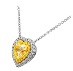 GIA Certified Heart Shape Pendant with Fancy Light Yellow Diamond