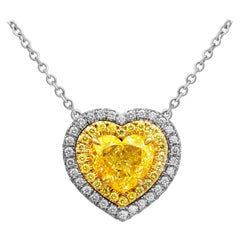 GIA-zertifizierter herzförmiger Anhänger mit hellgelbem Diamanten (Fancy)