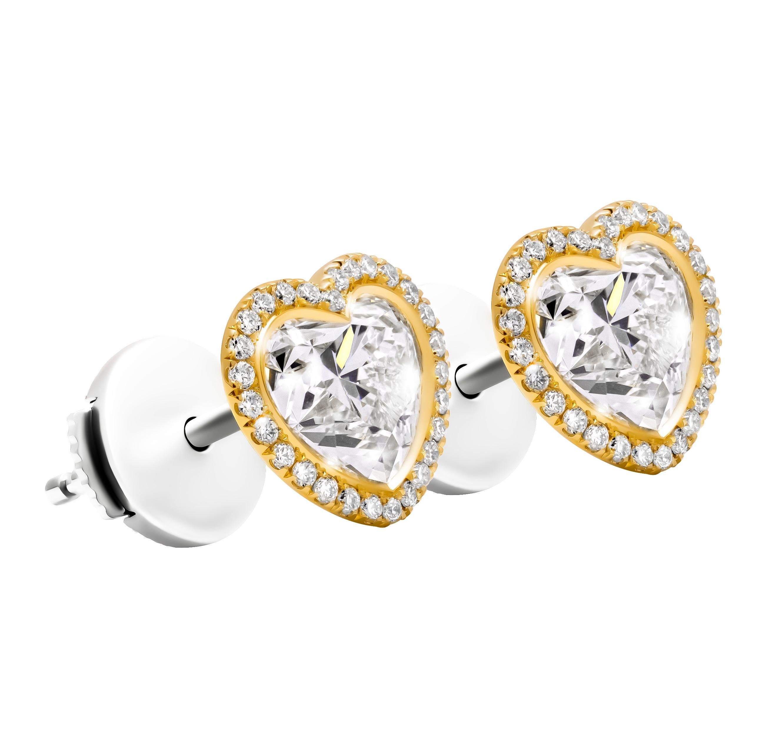 GIA-zertifizierte herzförmige Ohrstecker (Herzschliff) im Angebot
