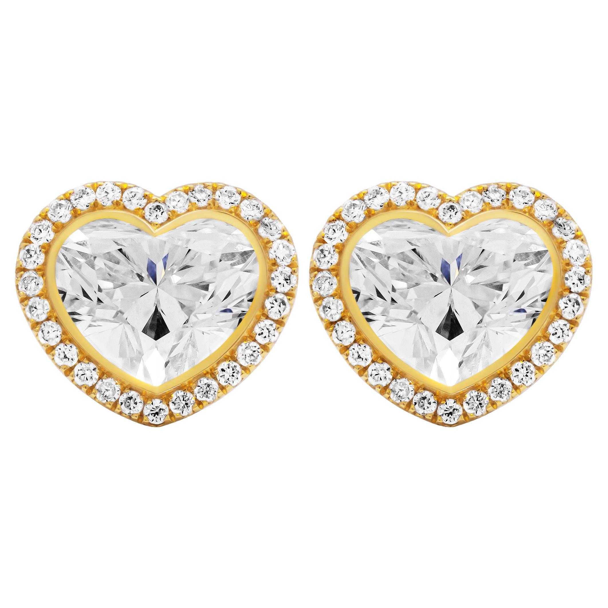 Clous d'oreilles en forme de cœur certifiés GIA