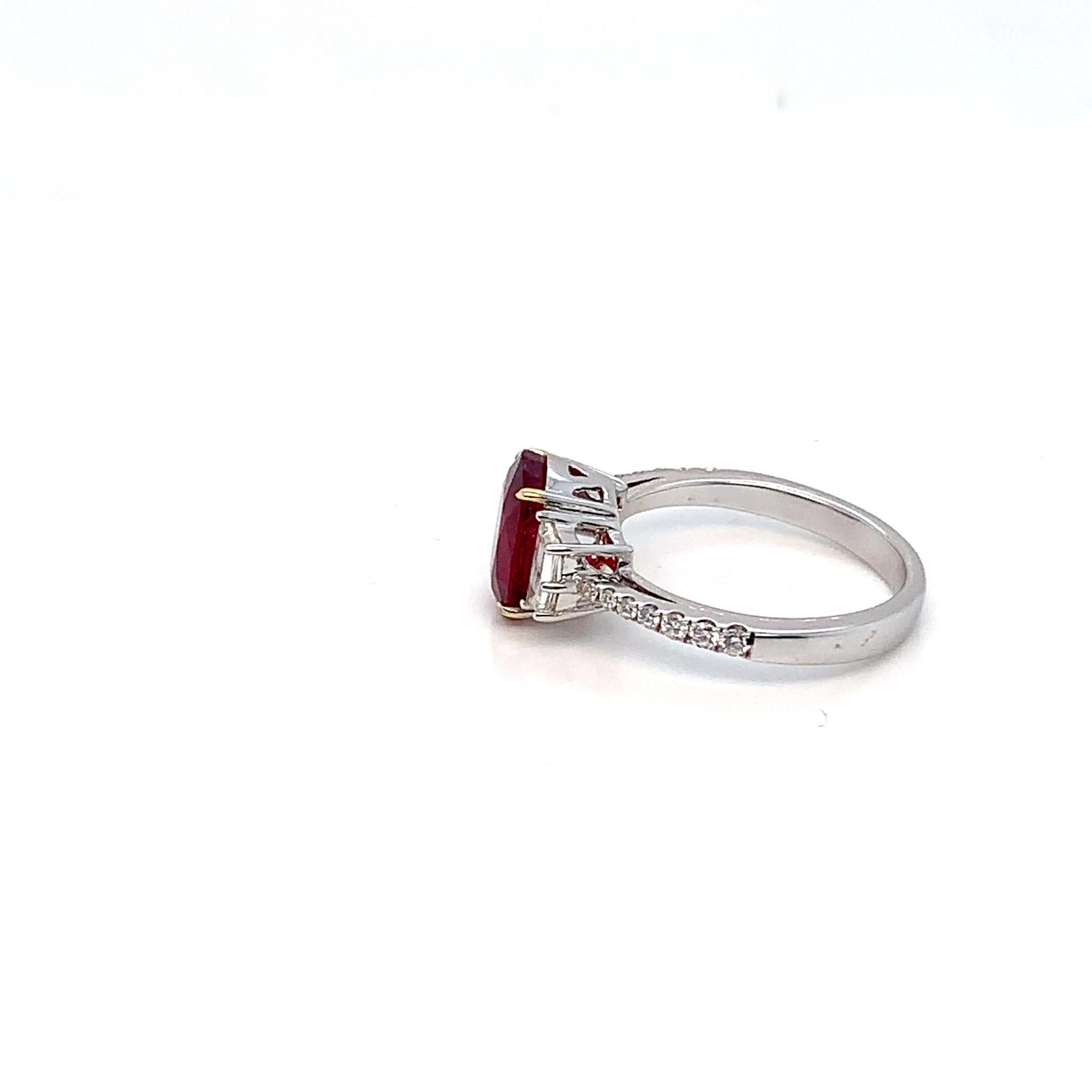 Presenting a timeless declaration of love, Rewa Jewelry brings you an enchanting ruby and diamond engagement ring inspired by classic styles—a masterpiece that captures the essence of enduring romance.

At the heart of this symbolic ring lies a