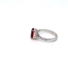 GIA Certified Heated 3.17 Carat Pigeon Blood Ruby and Diamond Engagement Ring